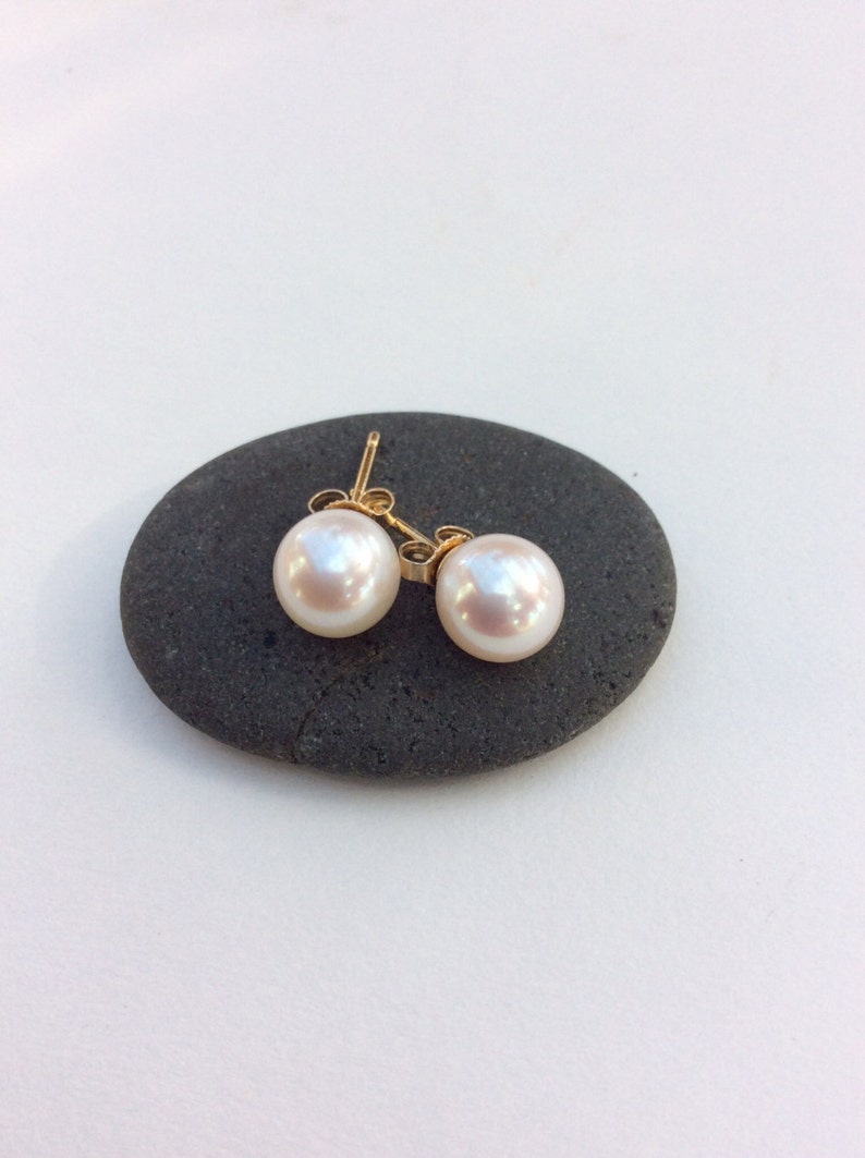 Pearl And 14k Gold Stud Earrings image 1
