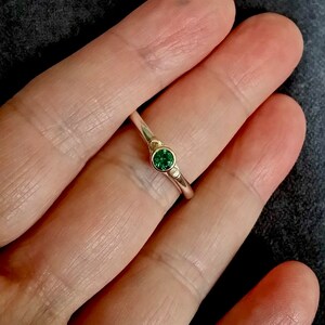 Tsavorite Garnet Ring, Sterling And 14k Gold, Small Tapered Ring image 2