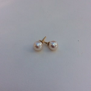 Pearl And 14k Gold Stud Earrings image 4