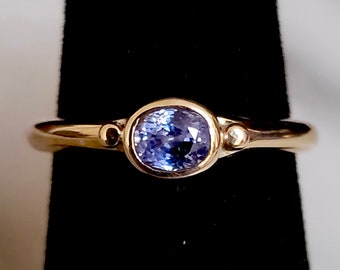 Blue Sapphire Ring, Cornflower Blue Ceylon Sapphire And 14k Yellow Gold Ring