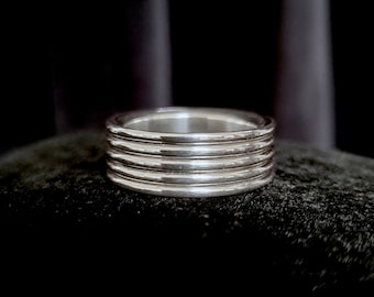 Heavy Sterling Silver Five Band Ring