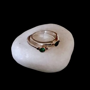 Tsavorite Garnet Ring, Sterling And 14k Gold, Small Tapered Ring image 3
