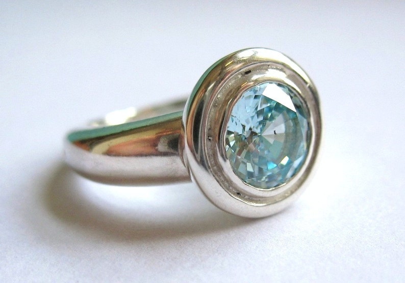 Silver And Icy Blue Ring Size 6 image 1