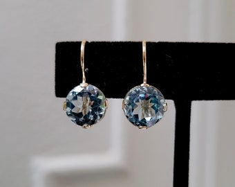 14K Light Blue Topaz Hanger Earrings