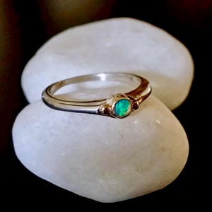 Ethiopian Opal Ring, Sterling Silver And 14k Gold