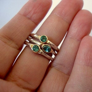 Tsavorite Garnet Ring, Sterling And 14k Gold, Small Tapered Ring image 6