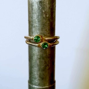 Tsavorite Garnet Ring, Sterling And 14k Gold, Small Tapered Ring image 4