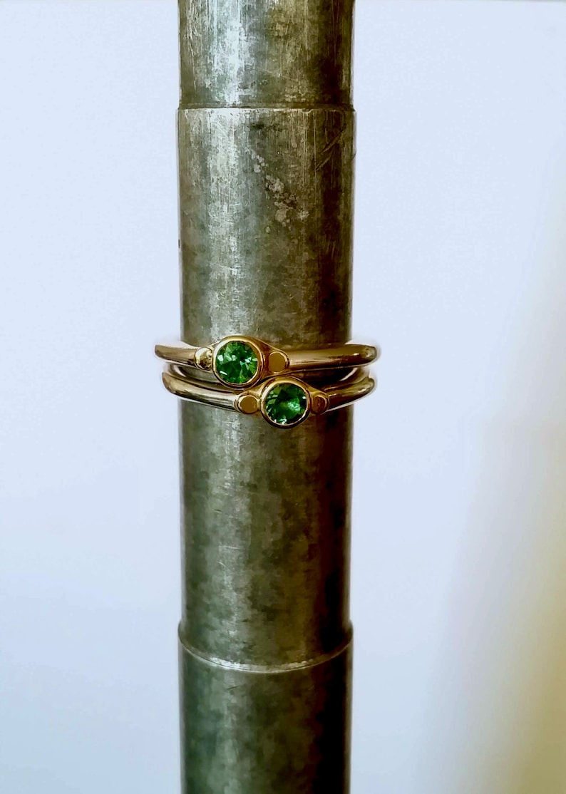 Tsavorite Garnet Ring, Sterling And 14k Gold, Small Tapered Ring image 4