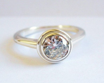 Simple Solitaire Ring, Sterling Silver And Cubic Zirconia