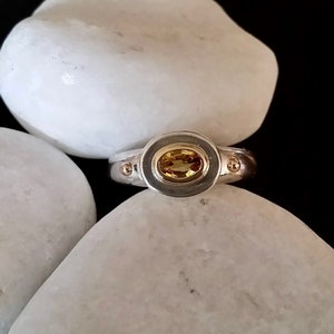 Yellow Sapphire Ring, 14k Gold And Sterling Silver