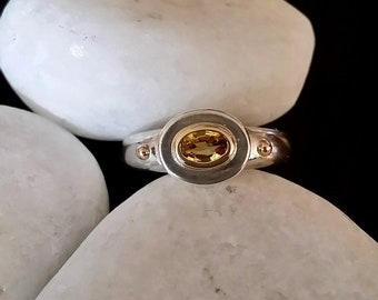 Yellow Sapphire Ring, 14k Gold And Sterling Silver