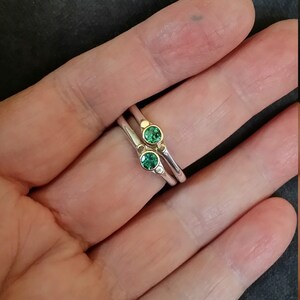 Tsavorite Garnet Ring, Sterling And 14k Gold, Small Tapered Ring image 7