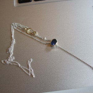 Blue Ceylon Sapphire Y Necklace, 14k Gold And Sterling Silver image 5