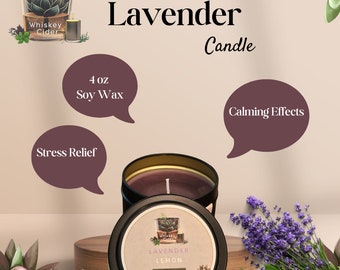 Lavender Lemon Candle -8oz Calming Scent