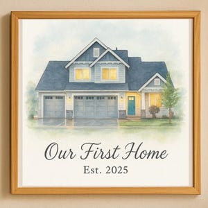 Custom Watercolor Home Portrait From Photo, Personalized House Painting Art, First Home Gift, New Home Closing Gift, Housewarming Sign