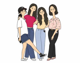 Benutzerdefinierte Karikatur Porträt, Paar Familie Zeichnung, personalisierte Cartoon Kunst (Digitaler Download)