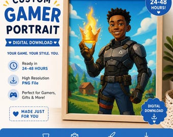 Benutzerdefiniertes Gamer Portrait vom Foto, Cartoon Charakter Portrait, personalisierter Gaming Charakter, Gamer Geschenk Digitaler Download