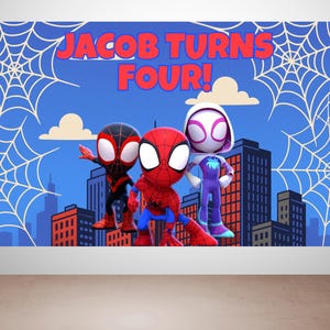Custom Spidey and His Amazing Friends Birthday Backdrop, Digital Download, Spiderman Birthday Banner, Printable Party Decor Party Background