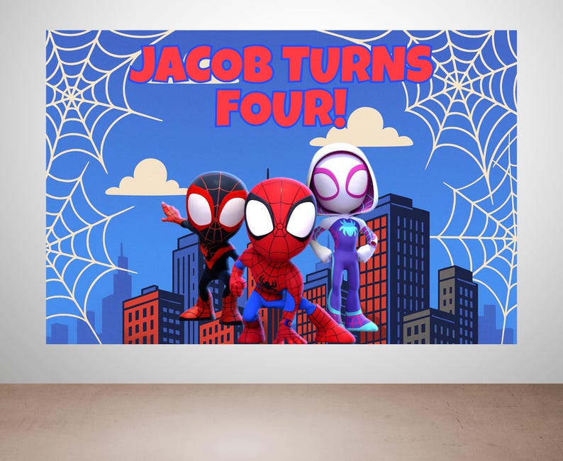 Custom Spidey and His Amazing Friends Birthday Backdrop, Digital Download, Spiderman Birthday Banner, Printable Party Decor Party Background