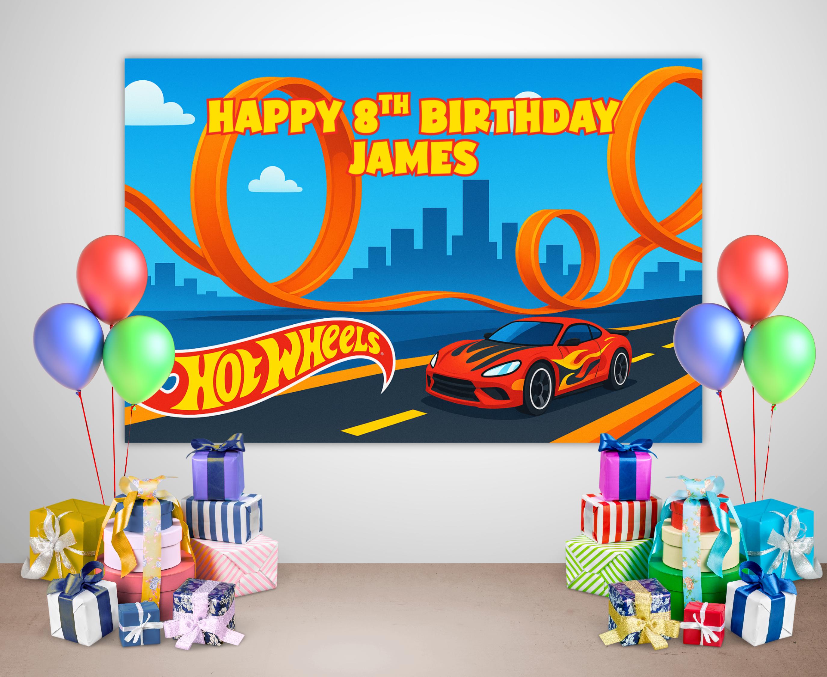 Custom Hot Wheels Birthday Backdrop, Digital Download, Race Car Birthday Banner, Printable Party Background, Car Lover Party Decor