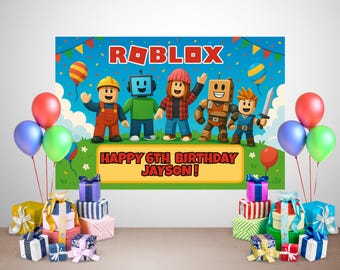 Custom Roblox Birthday Backdrop, Digital Download Party Background, Roblox Birthday Banner,Printable Party Decor,Personalized Party Supplies