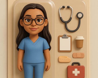 Custom Starter Pack Portrait, Personalized Action Figure in Blister Box, Digital Download, Custom Toy Figure Art, Gift For Teacher, Nurse