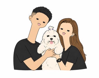 Benutzerdefinierte Karikaturporträt vom Foto, lustiges Paar-Familienzeichnung, personalisiertes Karikatur-Porträt, einzigartiges Geschenk für Paare Kinder Haustiere