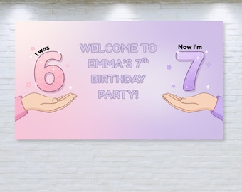 Personalisierte 6. Geburtstag Banner, Pastell Sparkle Kulisse (digitaler Download)