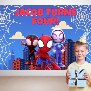 Custom Spidey and His Amazing Friends Birthday Backdrop, Digital Download, Spiderman Birthday Banner, Printable Party Decor Party Background