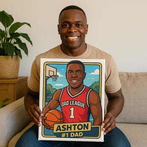 Benutzerdefinierte Basketball Trading Card Portrait, Vatertagsgeschenk für Papa, digitaler Download, beste Papa aller Zeiten, Andenken Kunst, neue Papa Geschenk