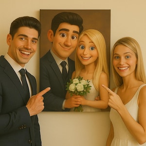 Benutzerdefiniertes Pixar Style Portrait, Paare Pixar Geschenk, Zeichnen Pixar vom Foto, Animiertes Paar Poster, Personalisierte Familie Cartoon Kunst Leinwand