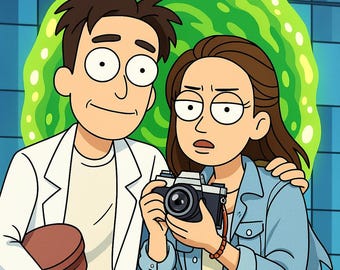 Custom Rick and Morty Portrait: Sci-Fi Cartoon Couple Art (Digital Download