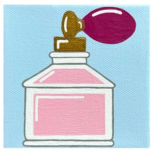 Vintage Perfume Bottle Painting | Minimalist Perfume Wall Art | Girls Room Decor | Fashion Accessory Illustration | Elegant Vanity Artwork