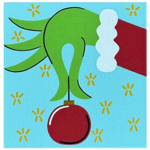 Grinch Hand Painting | Festive Christmas Wall Art | Holiday Decor for Home | Grinch Cartoon Painting | Unique Christmas Artwork
