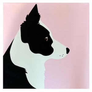 Hand-Painted Dog Profile Wall Art | Unique Dog Lover Gift | Custom Dog Artwork for Home Decor | Pet Portrait Painting for Dog Owners