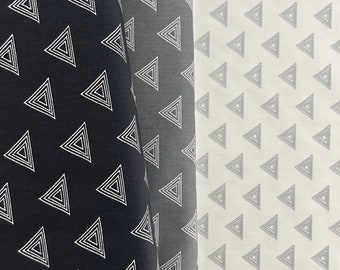 Basic Patchworkstoff: Meterware mit einfachem Muster - Schwarz, Grau, Weiß