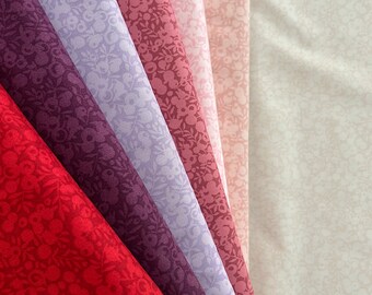 Basic Patchworkstoff: Meterware mit einfachem Muster - Rot, Lila, Violett, Rosa, Weiß