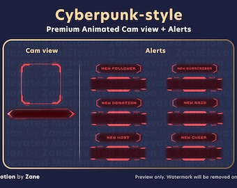 Cyberpunk-Stil Premium Animierte Streamer Alarme + Cam Ansicht