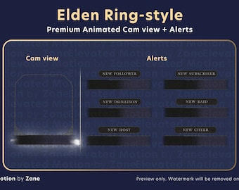 Premium Animierte Streamer Warnungen + Cam Ansicht im Elden Ring-Stil