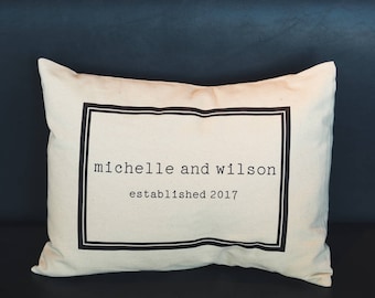Personalized pillow, couples pillow, wedding pillow , 2nd anniversary, cotton anniversary, wedding gift, Christmas gift, Christmas gift idea