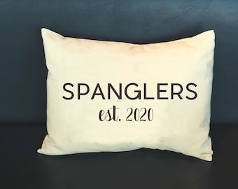 Personalized Family Pillow, 2nd Cotton anniversary, couples gift, kneeling, fiance, engaged gift, fiance for him,her gift