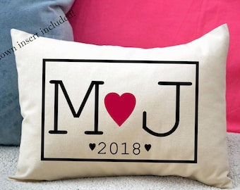 Personalized anniversary gift, Cotton anniversary,  2nd anniversary, engagement gift, heart pillow, gift for him, second anniversary