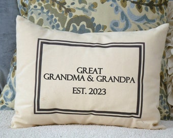 Great Grandparents gift, Pregnancy announcement reveal, personalized pillow, Mother's Day gift