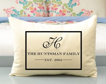 Personalized monogram pillow, Cotton anniversary, 2nd Anniversary, Christmas gift, engagement gift, wedding gift,  Christmas gift idea +