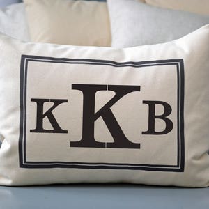 Personalized Pillow, Monogram, 4th anniv., fiance gift for her, mothers day gift, engagement, newlywed gift, cotton anniversary, 2nd anniv. Cream