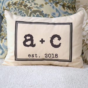 Personalized Couples pillow, 2nd personalized cotton anniversary, Christmas, wedding gift pillow with date Feather Hen