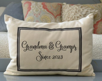 Grandparent gift pillow, Grandparent announcement, Pregnancy reveal, Mother’s Day, hard to buy for, Christmas for grandparents