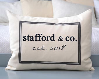 Personalized pillow, 2nd anniversary gift idea, last name pillow, Mother’s Day, family pillow, cotton anniversary gift idea, newlywed gift