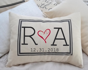 Personalized Couples, Faux down, 2nd anniversary gift, romantic 2 year gift, monogram, Cotton anniversary, gift for her, gift for him2