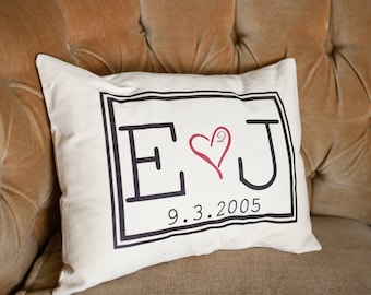 Personalized Cotton anniversary, Romantic couples gift, anniversary, monogram pillow, romantic, trending, 2nd anniversary, Christmas gift